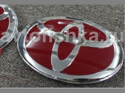 Toyota Camry V40 (06-11) оригинальные красные эмблемы на капот и заднюю крышку багажника, комплект 2 шт.